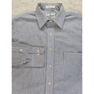 Vintage Sears Roebuck Blue Striped Button Up Shirt Mens 15.5 x 32/33 Long Sleeve